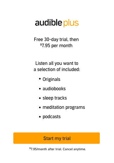 Sign up for Audible Plus 30 days free